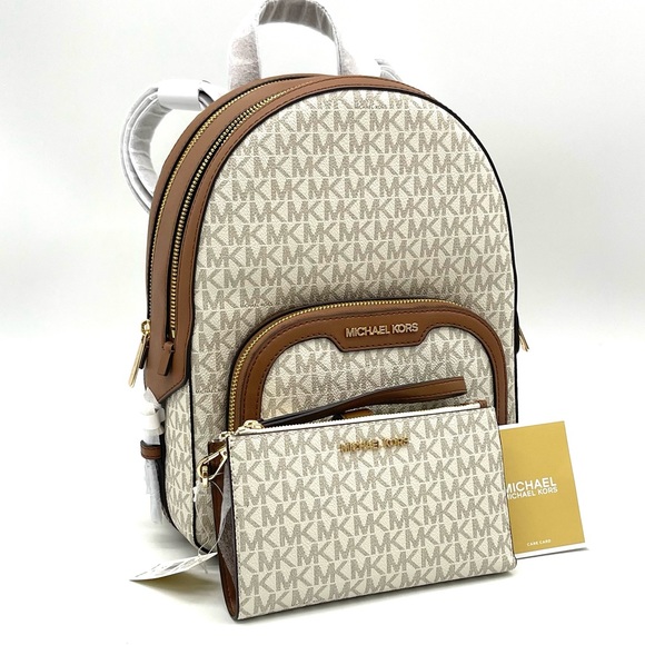 Michael Kors Jaycee Medium Zip Packet Backpack & Double Zip Wallet Wristlet - Picture 1 of 13